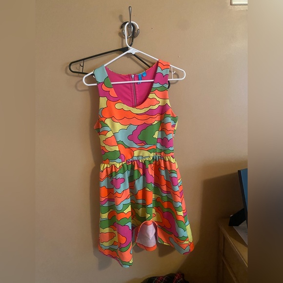 Rainbow Cloud Mini Skater Dress L - Picture 1 of 3